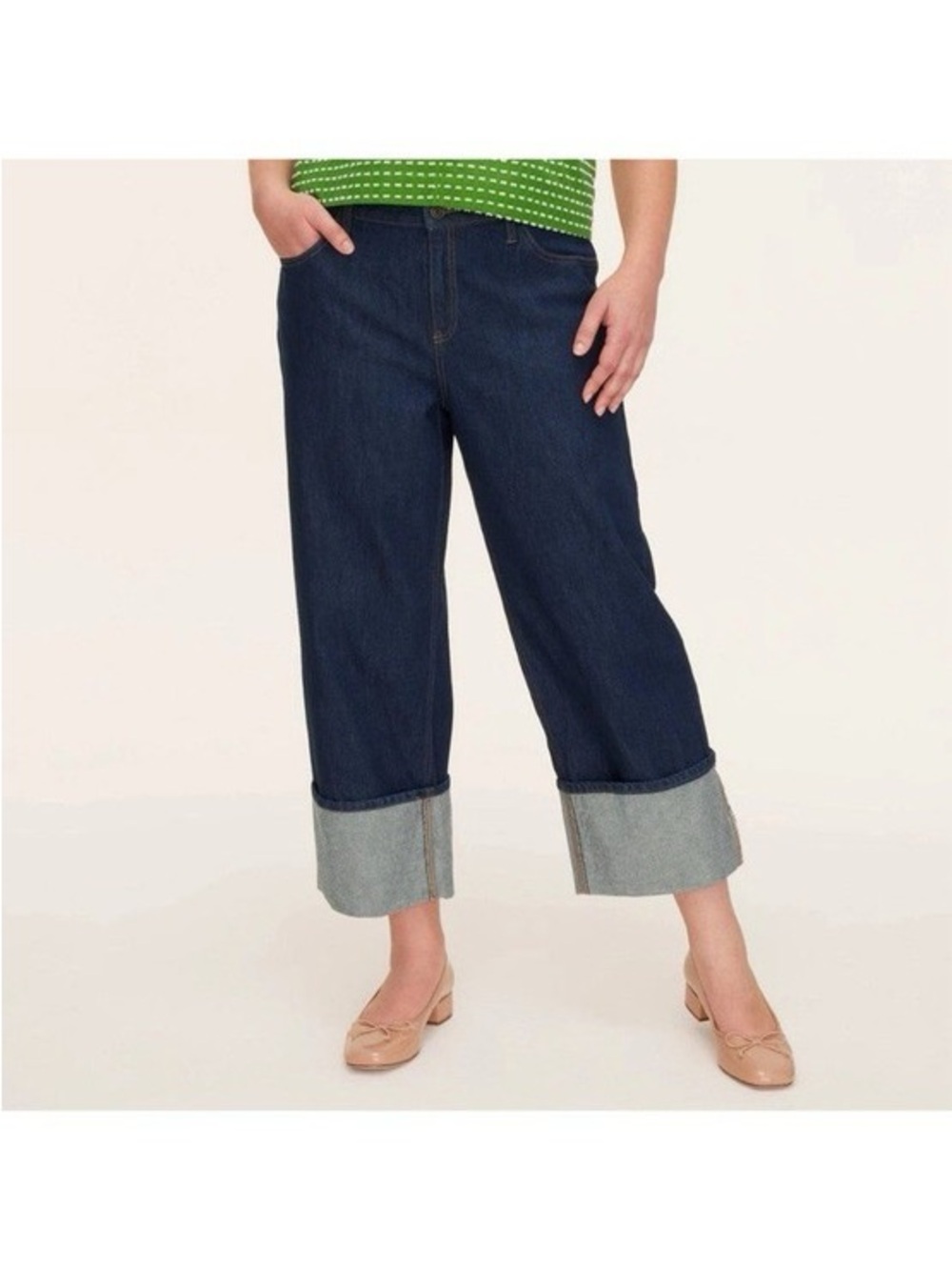 kate spade Dark Indigo Wide Cuff Cropped Jeans
